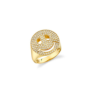 Shop Sydney Evan 14k Gold & Diamond Large Fluted Signet Ring