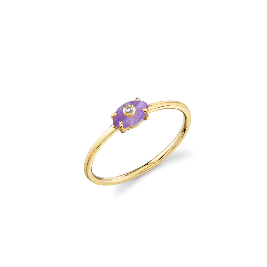 Gold & Diamond Tiny Carved Stone Evil Eye Ring - Sydney Evan Fine Jewelry