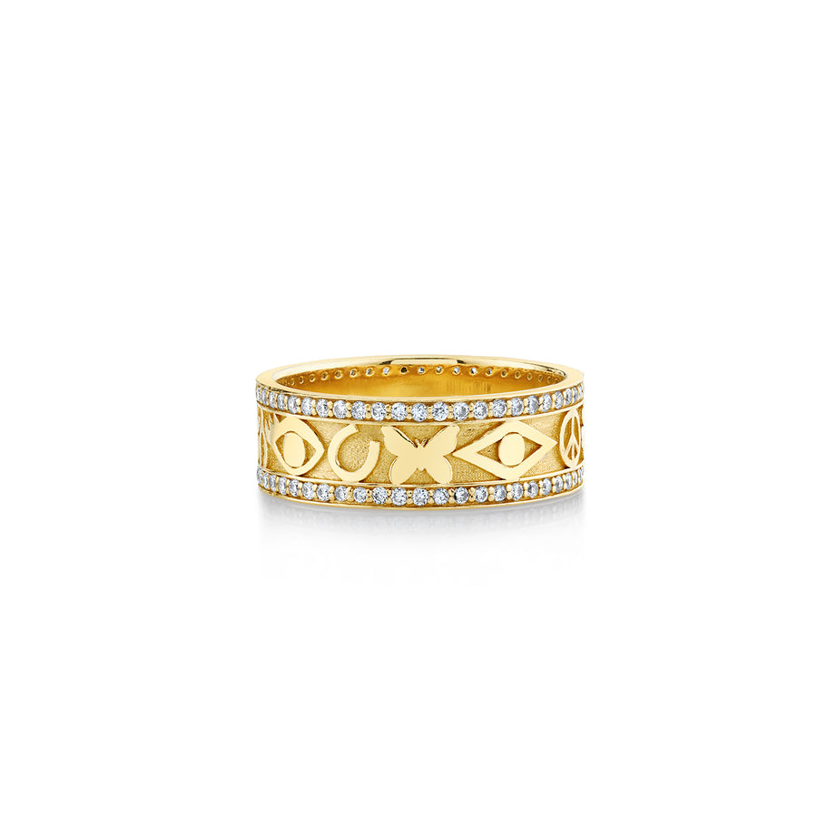 Gold & Diamond Icon Ring Band - Sydney Evan Fine Jewelry