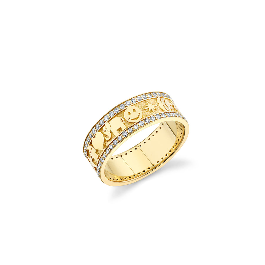 Gold & Diamond Icon Ring Band - Sydney Evan Fine Jewelry