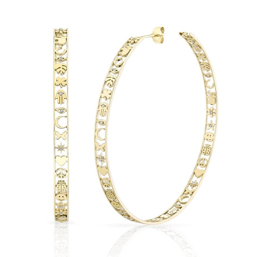 Gold & Diamond Extra Large Icon Hoops - Sydney Evan Fine Jewelry
