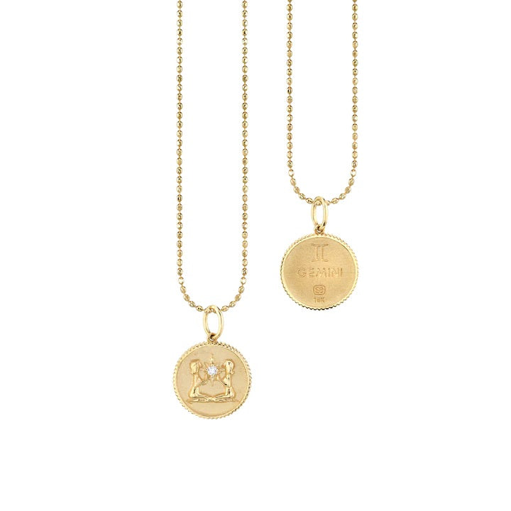 Gold & Diamond Gemini Zodiac Medallion - Sydney Evan Fine Jewelry