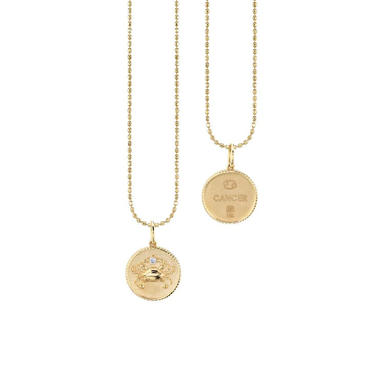 Gold & Diamond Cancer Zodiac Medallion - Sydney Evan Fine Jewelry