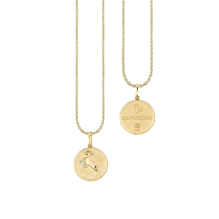 Gold & Diamond Capricorn Zodiac Medallion - Sydney Evan Fine Jewelry