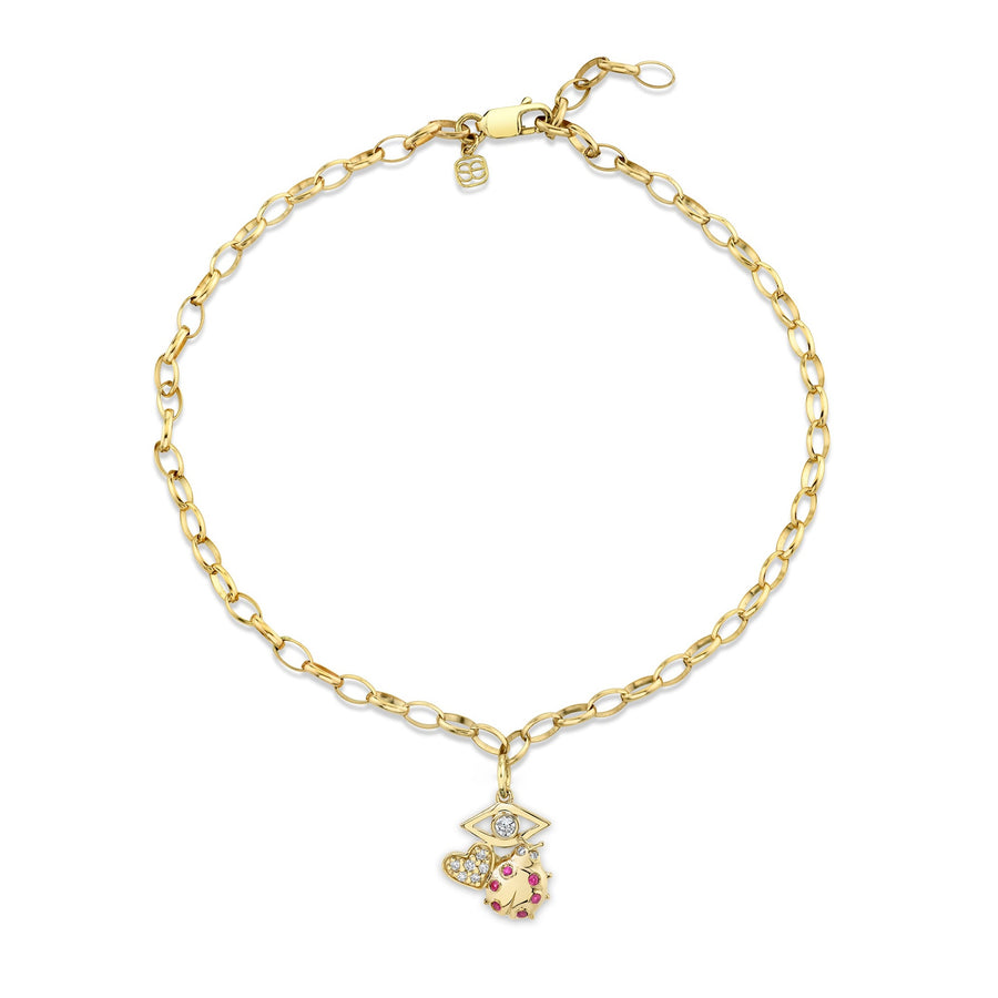 Gold & Diamond Love, Protection & Luck Anklet - Sydney Evan Fine Jewelry
