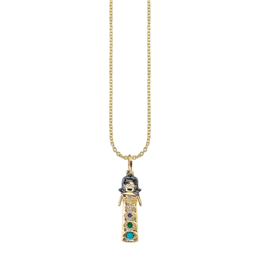 Gold & Multicolor Gemstone Maria Doll Charm - Sydney Evan Fine Jewelry
