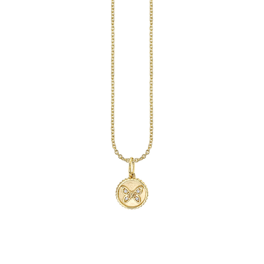 Gold & Diamond Tiny Butterfly Coin Charm - Sydney Evan Fine Jewelry