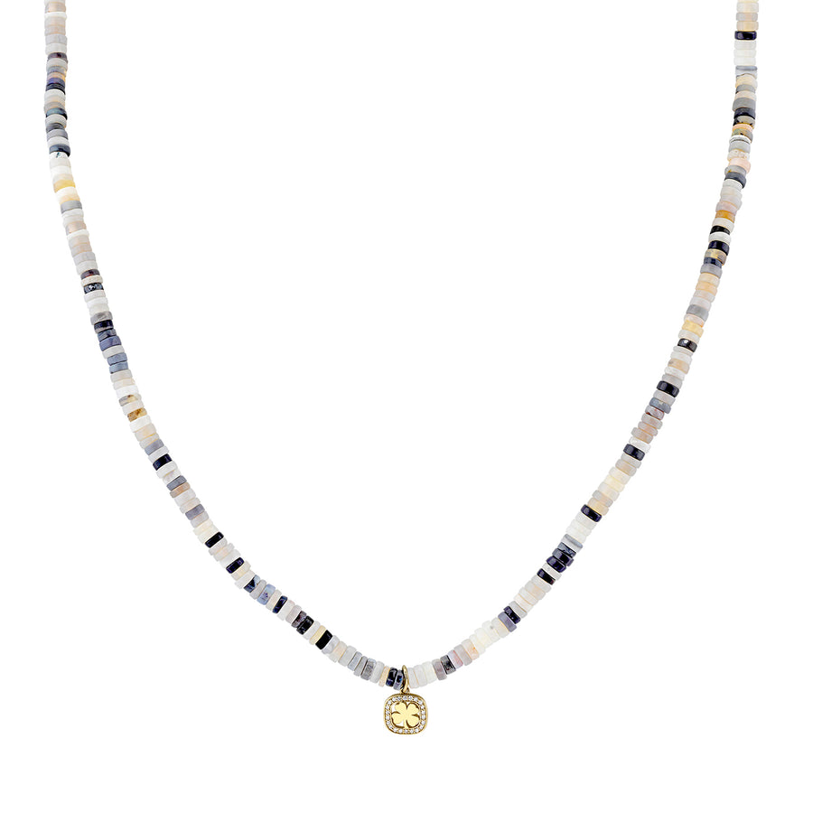 Men's Collection Gold & Diamond Clover Australian Opal Heishi Necklace - Sydney Evan Fine Jewelry