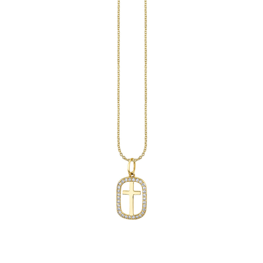 Gold & Diamond Cross Open Icon Charm - Sydney Evan Fine Jewelry