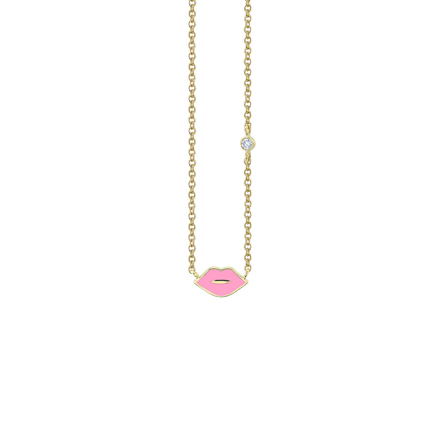 Gold & Enamel Mini Lips Necklace - Sydney Evan Fine Jewelry