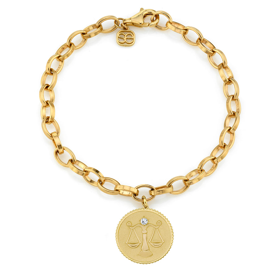 Gold & Diamond Large Zodiac Medallion Bracelet - Sydney Evan Fine Jewelry