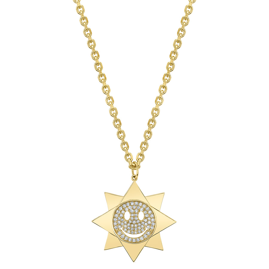 Gold & Diamond Large Happy Face Sun Charm - Sydney Evan Fine Jewelry