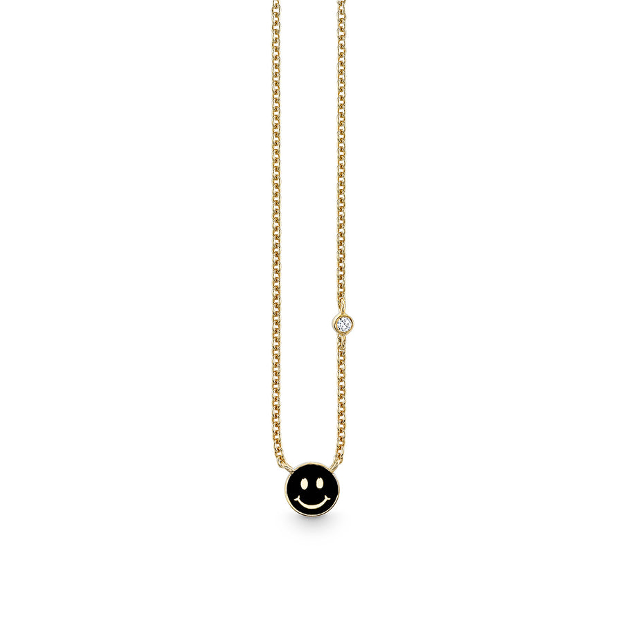 Gold & Enamel Mini Happy Face Necklace - Sydney Evan Fine Jewelry