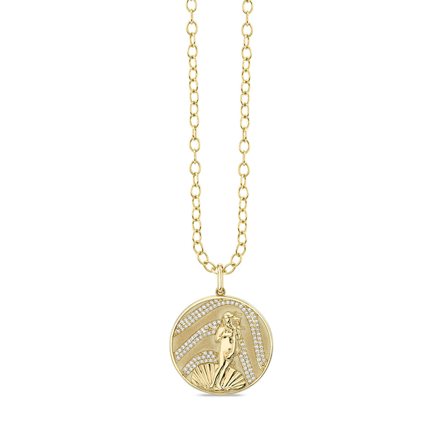 Gold & Diamond Birth of Venus Coin Charm - Sydney Evan Fine Jewelry