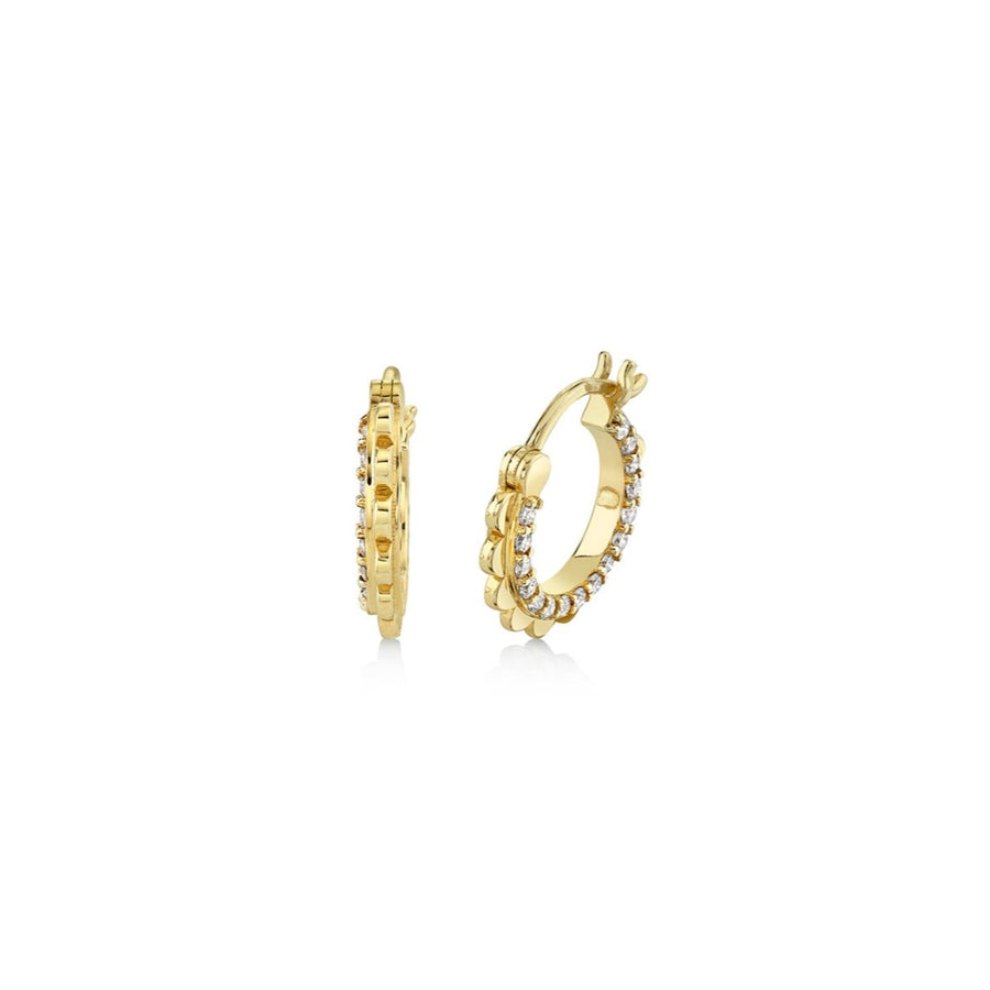 Gold & Diamond Scallop Huggies - Sydney Evan Fine Jewelry