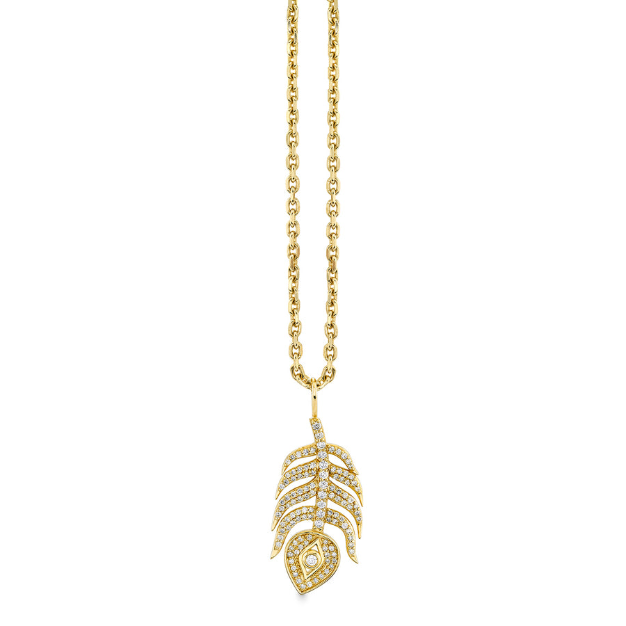 Gold & Diamond Large Peacock Feather Charm - Sydney Evan Fine Jewelry