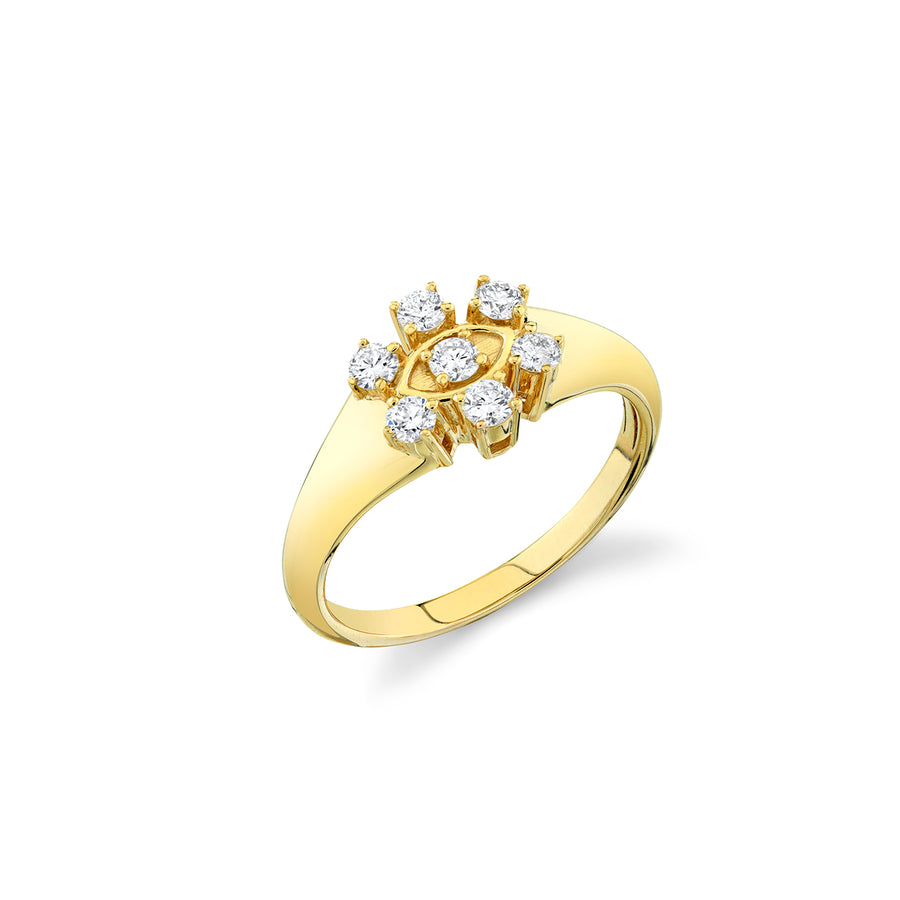 Gold & Diamond Marquise Eye Flower Signet Ring - Sydney Evan Fine Jewelry