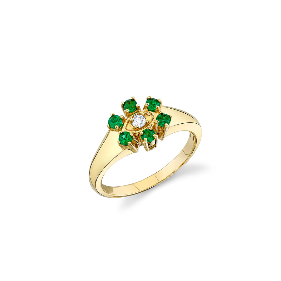 Gold & Gemstones Marquise Eye Flower Signet Ring - Sydney Evan Fine Jewelry
