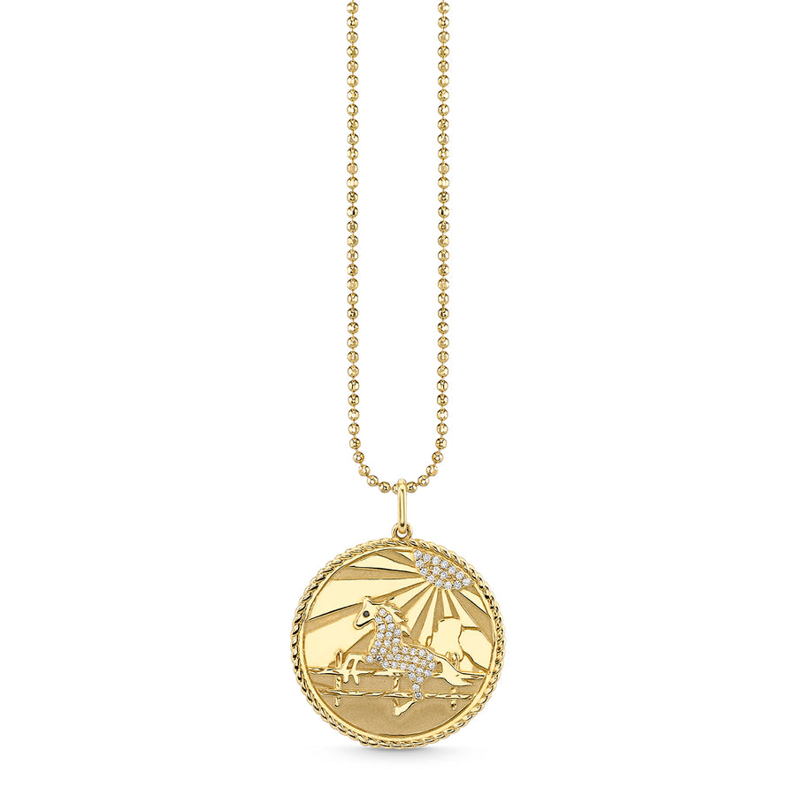 Gold & Diamond Horse Coin Charm - Sydney Evan Fine Jewelry