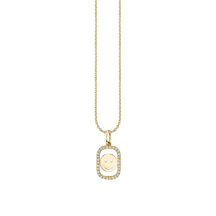 Gold & Diamond Happy Face Open Icon Charm - Sydney Evan Fine Jewelry