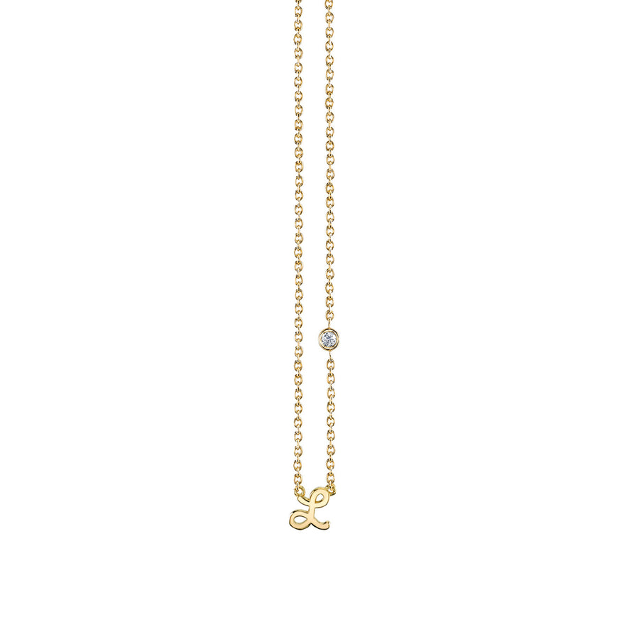 Gold Plated Sterling Silver Initial Necklace with Bezel Set Diamond - Sydney Evan Fine Jewelry