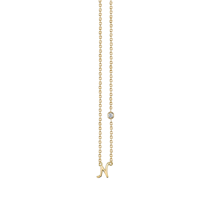 Gold Plated Sterling Silver Initial Necklace with Bezel Set Diamond - Sydney Evan Fine Jewelry