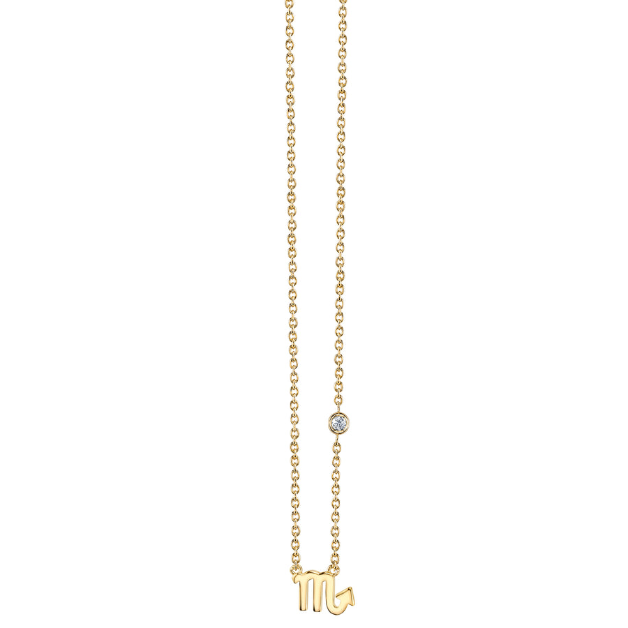 Gold Plated Sterling Silver Zodiac Necklace with Bezel Set Diamond - Sydney Evan Fine Jewelry