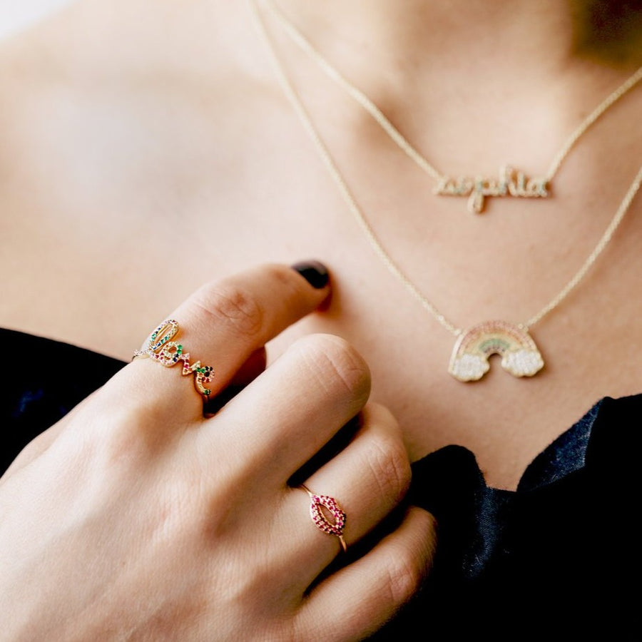 Gold & Ruby Lips Ring - Sydney Evan Fine Jewelry