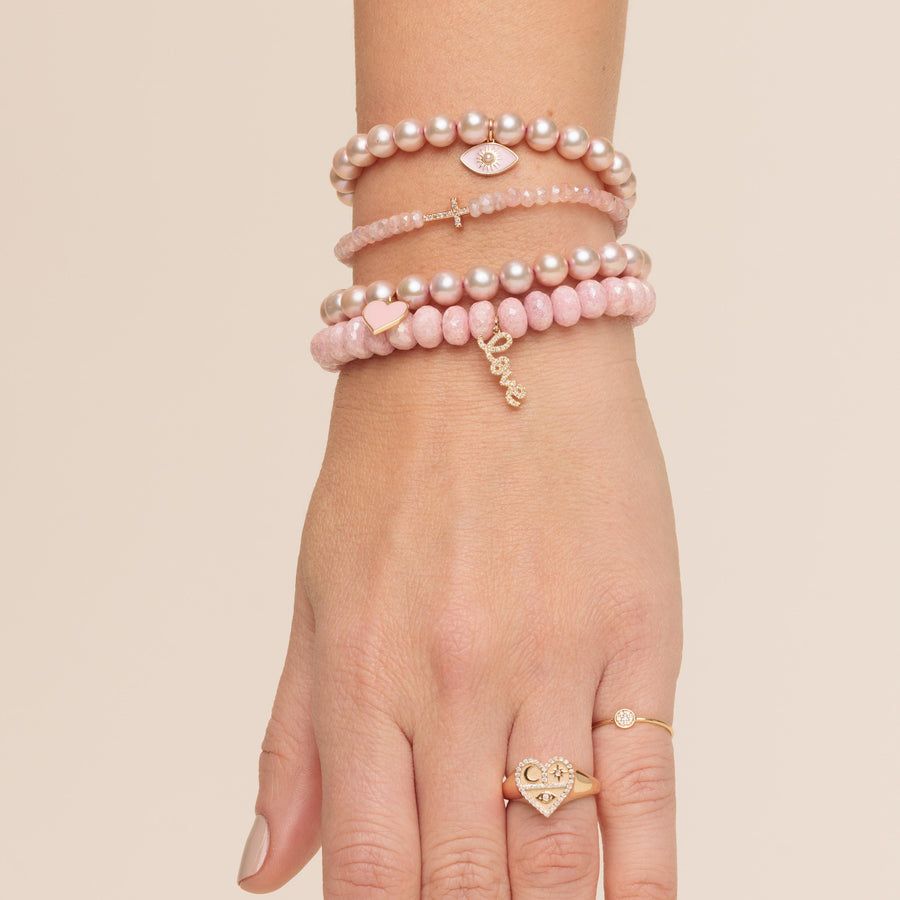 Gold & Diamond Small Love on Mystic Pink Grapolite - Sydney Evan Fine Jewelry