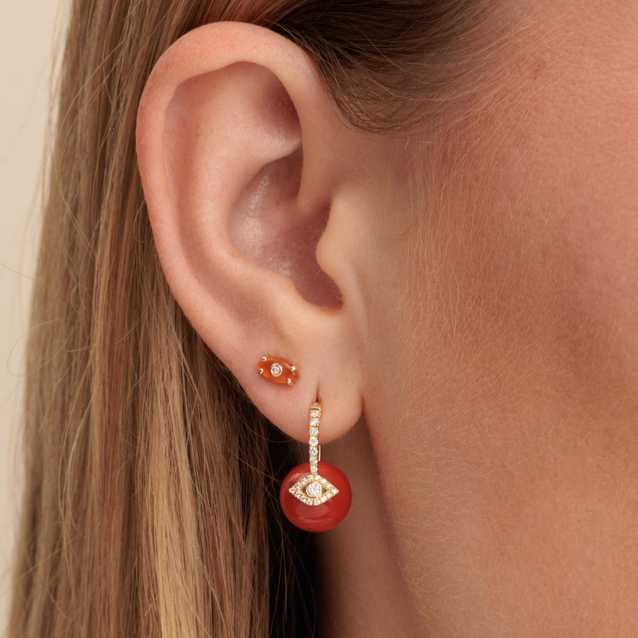 Gold & Diamond Evil Eye Red Coral Earrings - Sydney Evan Fine Jewelry