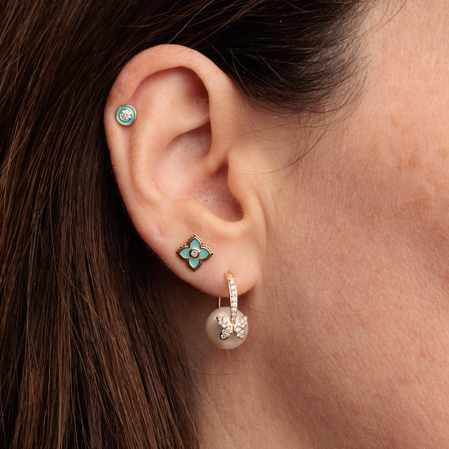 Gold & Diamond Butterfly Pearl Earrings - Sydney Evan Fine Jewelry