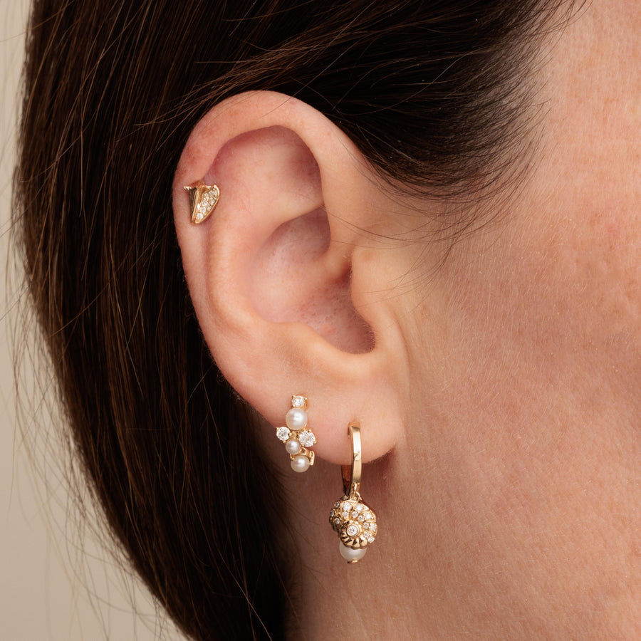 Gold & Diamond Pearl Shells Huggie Hoops - Sydney Evan Fine Jewelry
