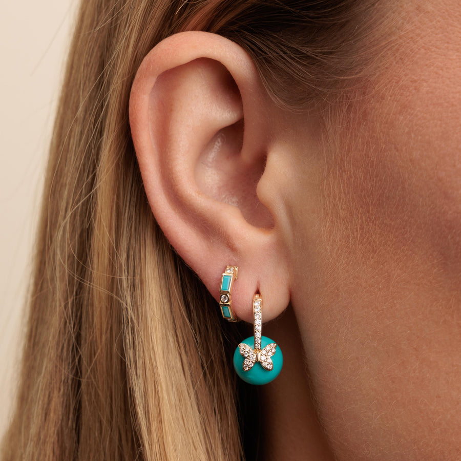 Gold & Diamond Butterfly Turquoise Earrings - Sydney Evan Fine Jewelry
