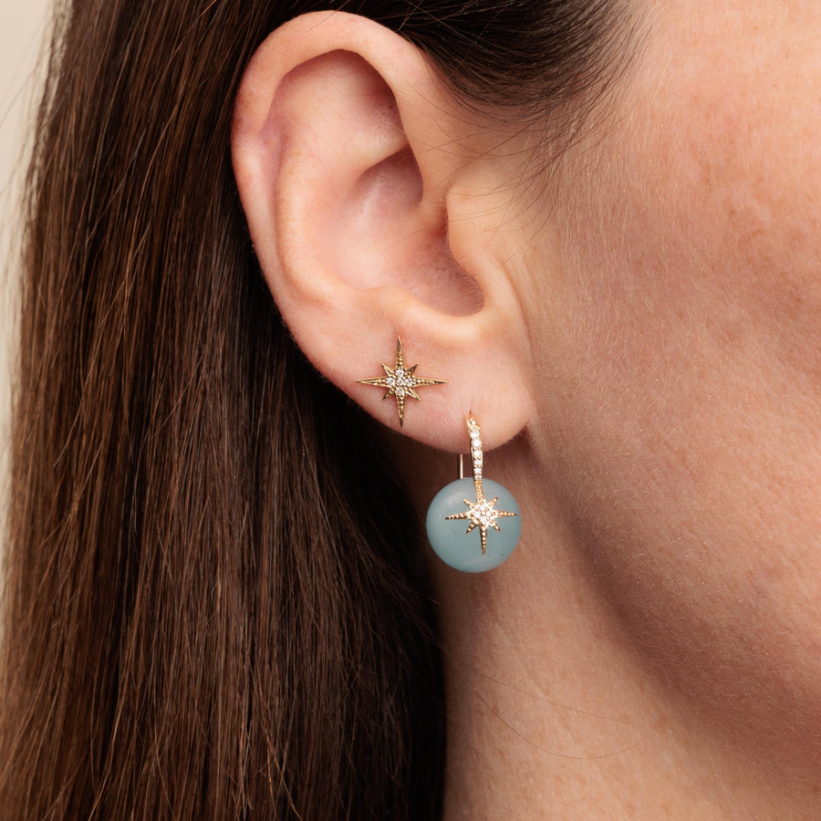 Gold & Diamond Starburst Aquamarine Earrings - Sydney Evan Fine Jewelry