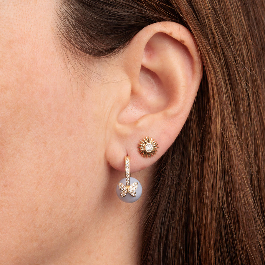 Gold & Diamond Butterfly Blue Lace Agate Earrings - Sydney Evan Fine Jewelry