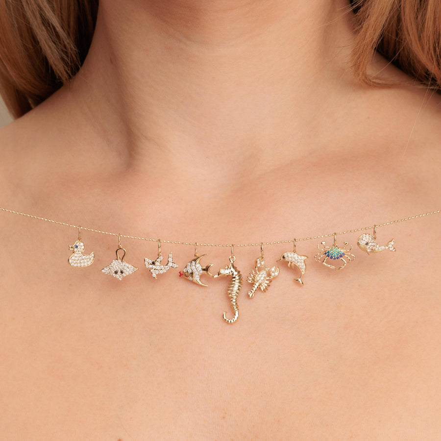 Gold & Diamond Seahorse Charm - Sydney Evan Fine Jewelry