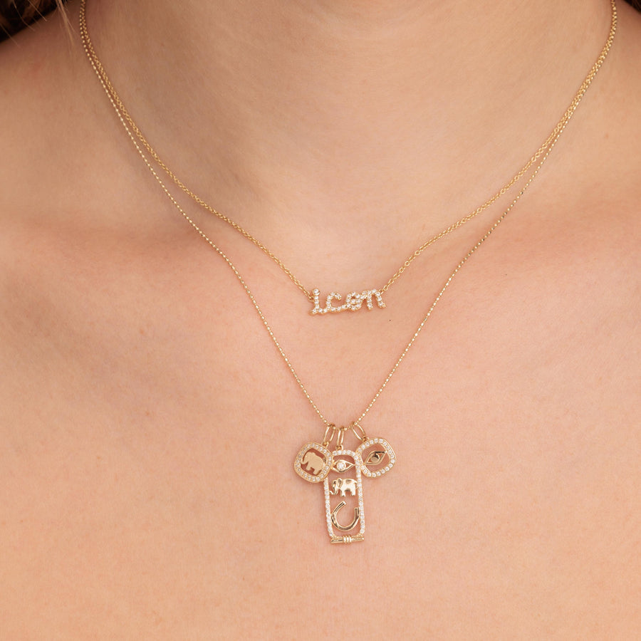 Gold & Diamond Icon Script Necklace - Sydney Evan Fine Jewelry