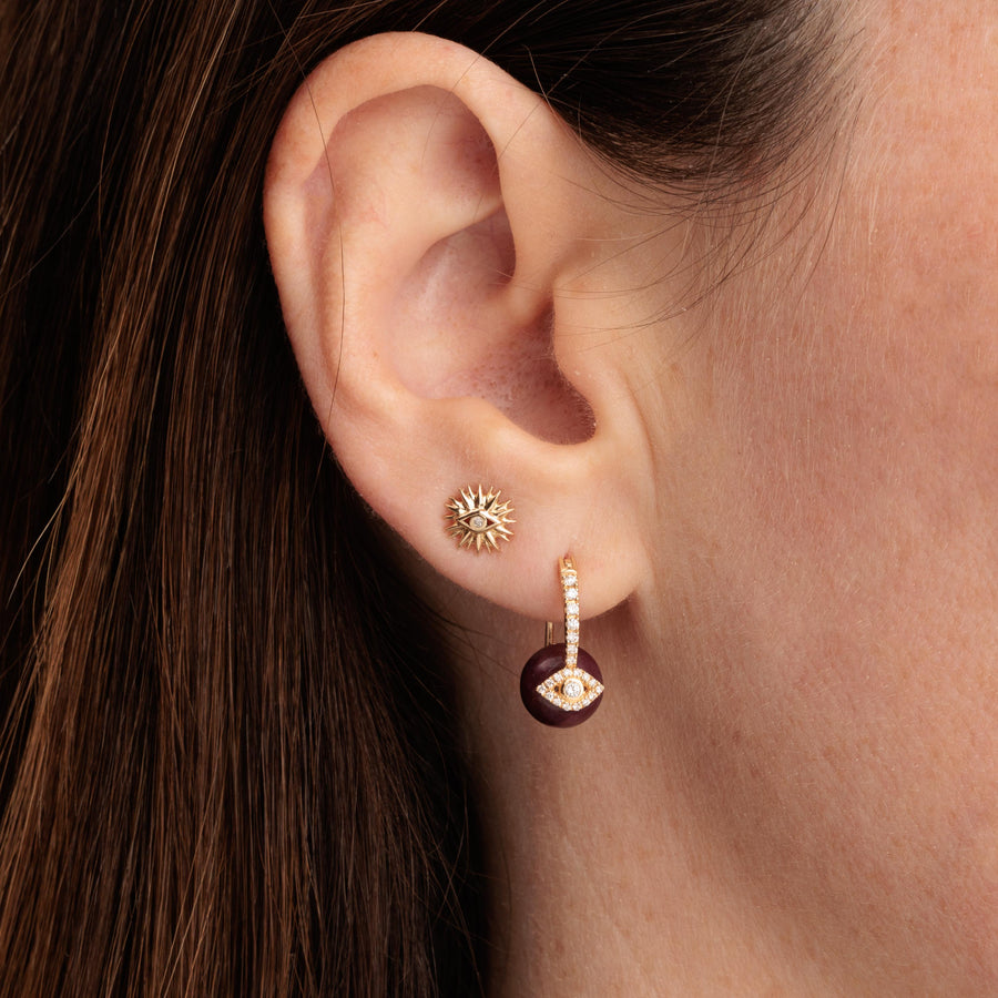 Gold & Diamond Evil Eye Amethyst Earrings - Sydney Evan Fine Jewelry
