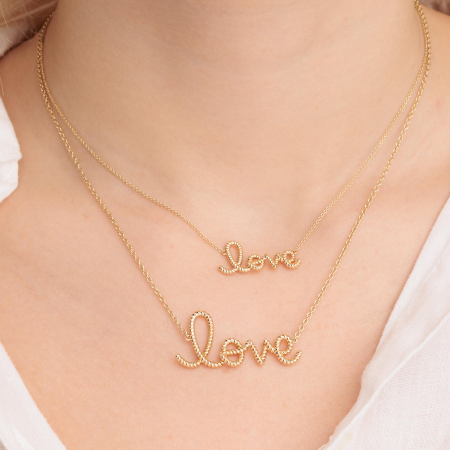 Pure Gold Medium Love Script Rope Necklace - Sydney Evan Fine Jewelry