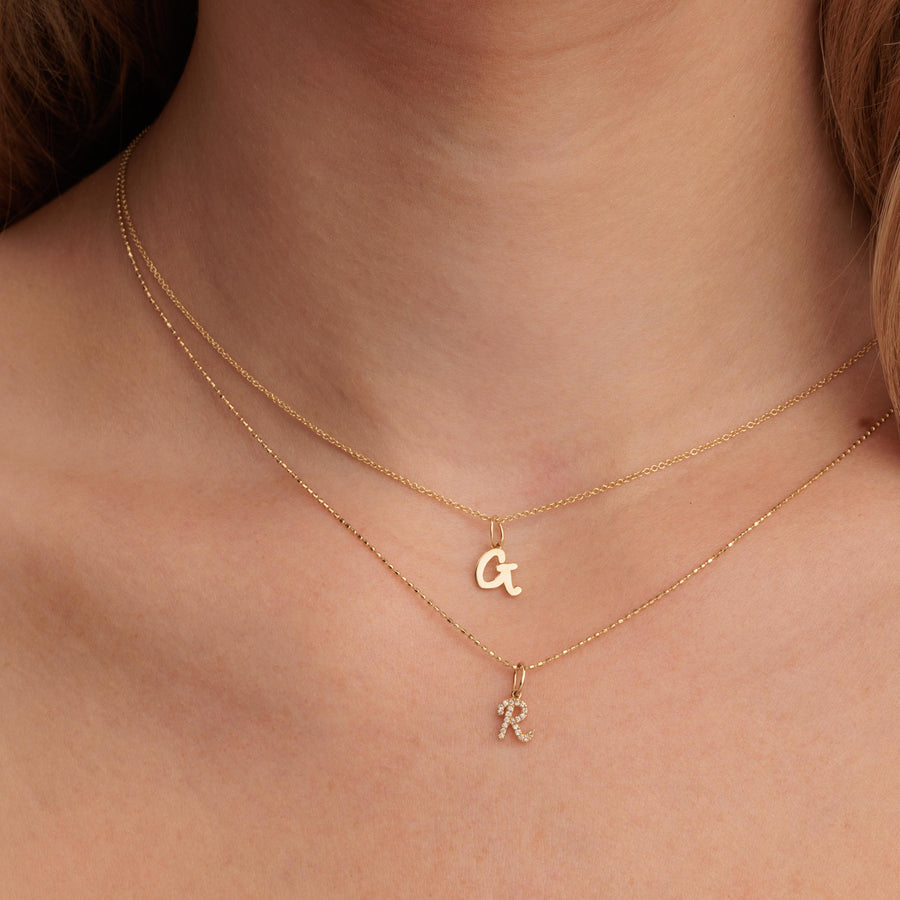 Small initial necklace with diamond Clearance