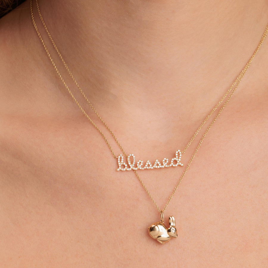 Gold & Diamond Small Blessed Necklace - Sydney Evan Fine Jewelry