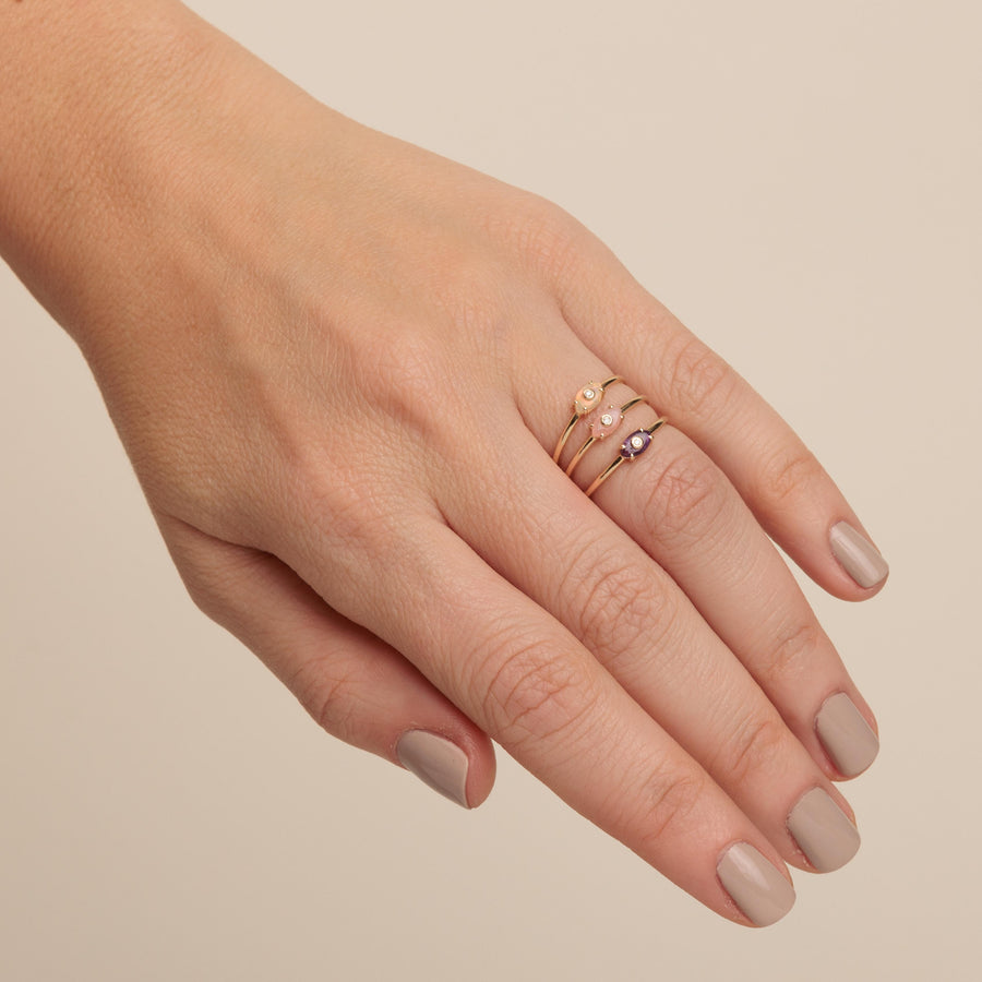 Gold & Diamond Tiny Carved Stone Evil Eye Ring - Sydney Evan Fine Jewelry
