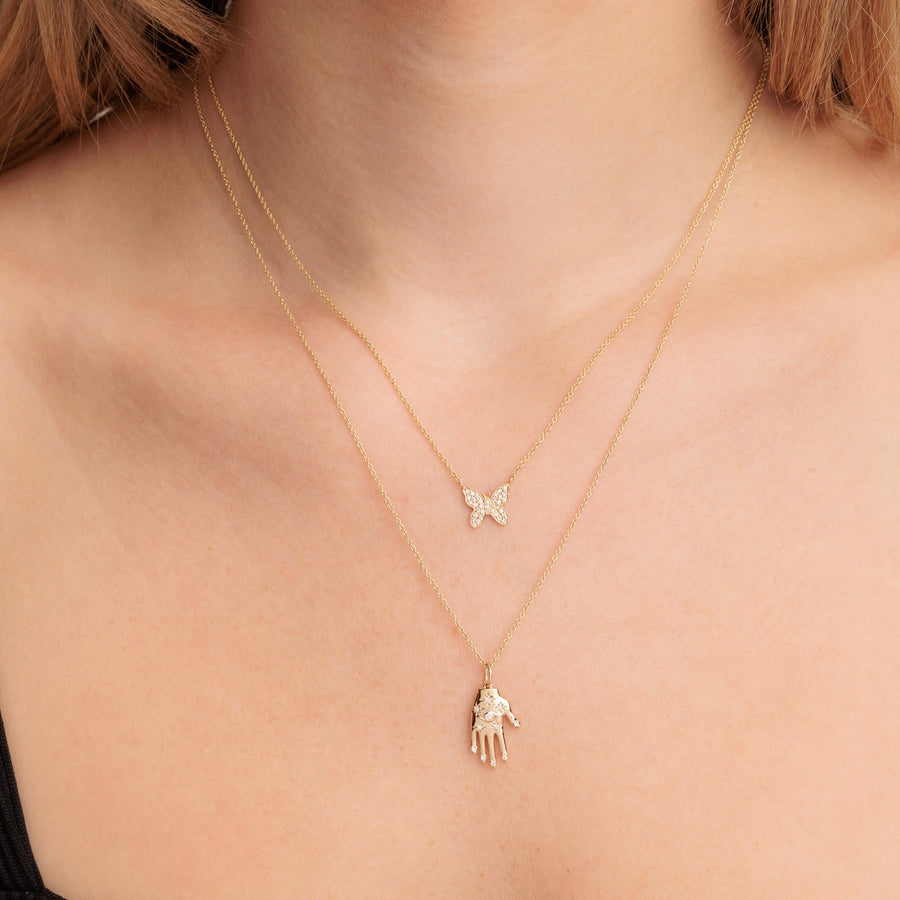 Gold & Diamond Mini Butterfly Necklace - Sydney Evan Fine Jewelry