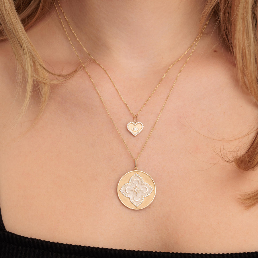 Gold & Diamond Marquise Eye Heart Charm - Sydney Evan Fine Jewelry