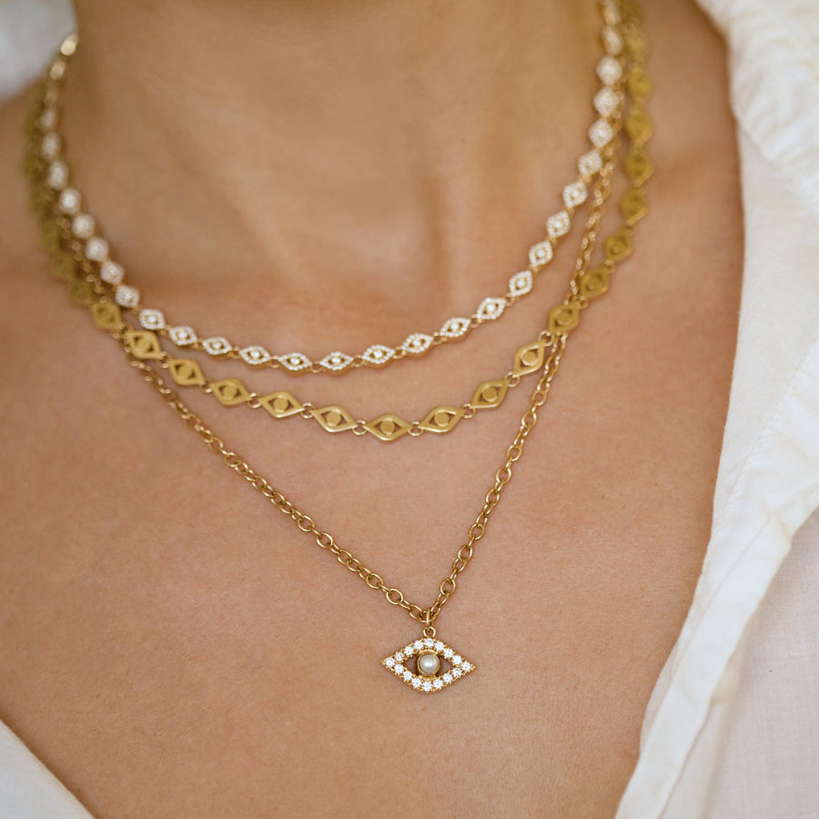 Pure Gold Evil Eye Link Necklace - Sydney Evan Fine Jewelry