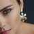 Gold Pure Large Daisy Drop Earrings with Pavé Diamond Tops
