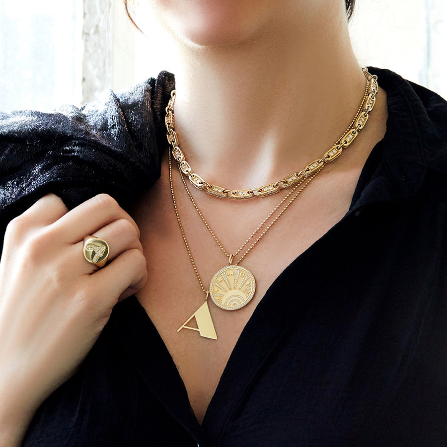 Gold & Diamond Large Round Rectangle Link Eternity Necklace - Sydney Evan Fine Jewelry