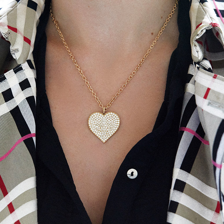 Gold & Diamond Supersize Heart Necklace - Sydney Evan Fine Jewelry