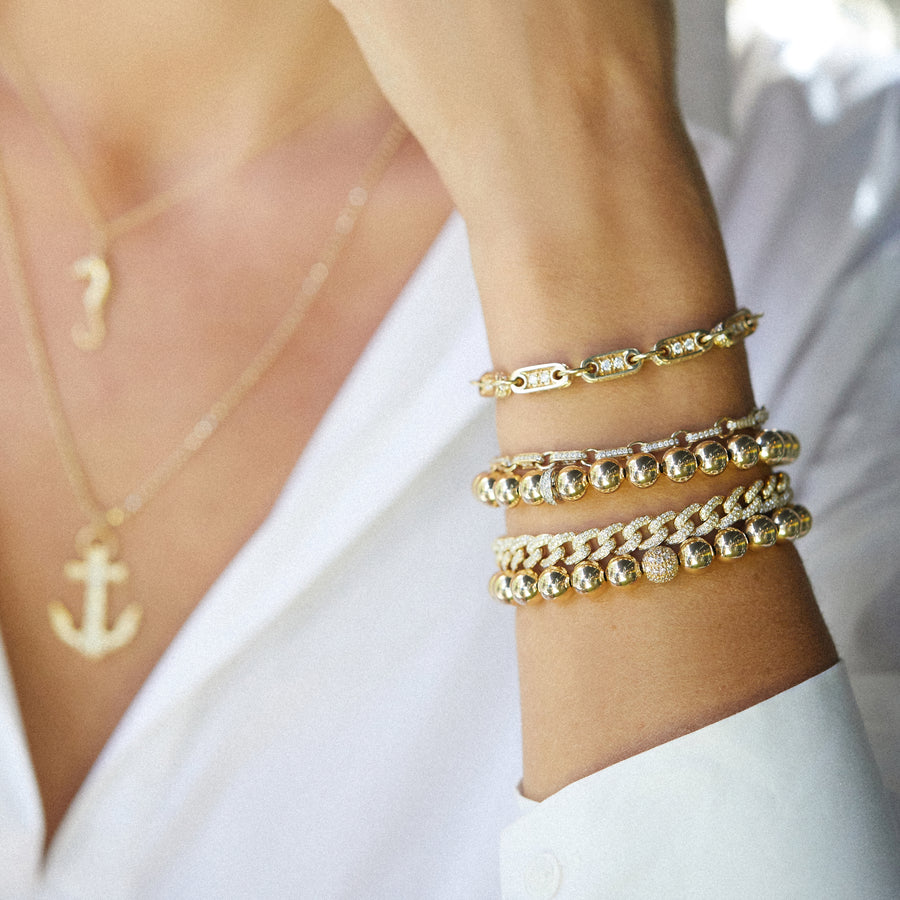 Gold & Diamond Small Link Bracelet - Sydney Evan Fine Jewelry