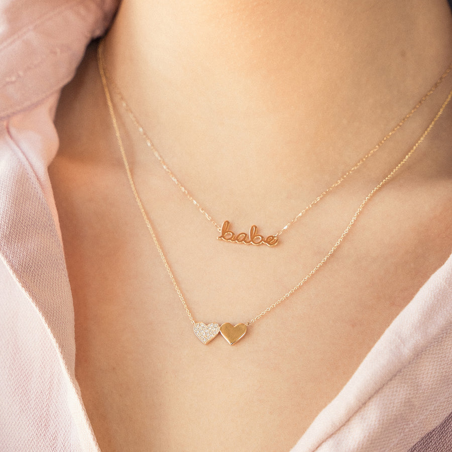 Gold & Diamond Double Heart Necklace - Sydney Evan Fine Jewelry